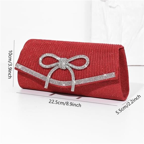 Bow Evening Bag Sparkly Clutch Purse0 - Picture 5 of 8